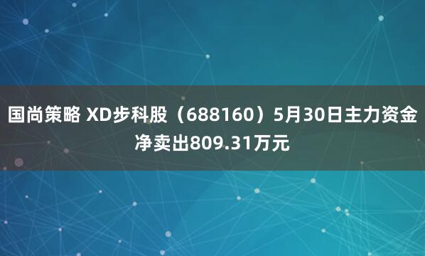 国尚策略 XD步科股（688160）5月30日主力资金净卖出809.31万元